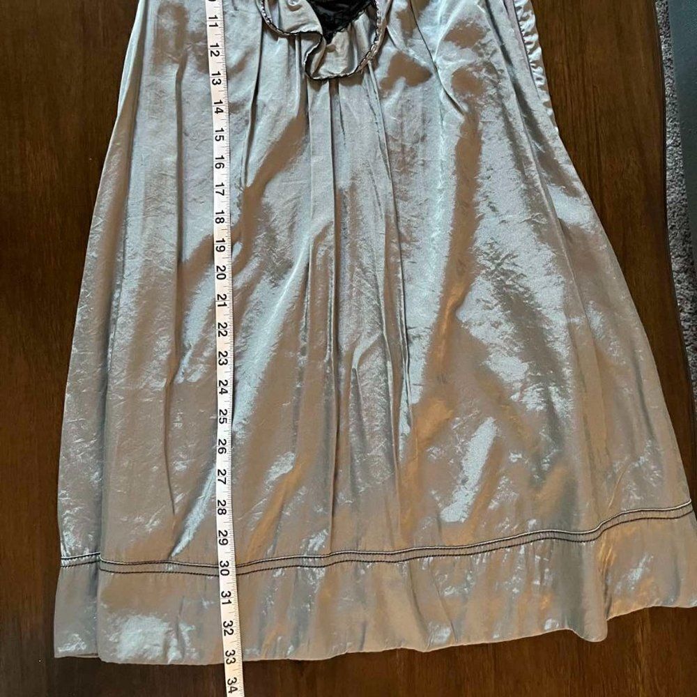 Cecico silk gray A-line sundress with black decoration size S - Picture 8 of 10